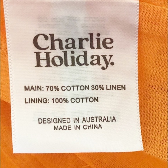 Charlie Holiday Marcey Midi Skirt Apricot Cotton Linen US 8 - Picture 8 of 11